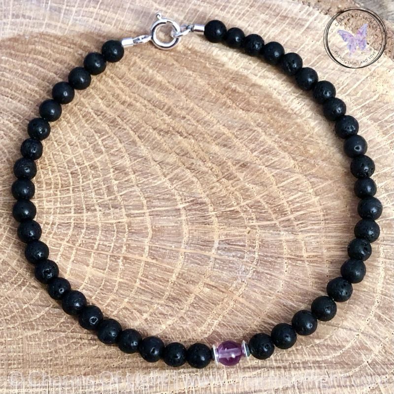 Men's Lava Stone Birthstone Bracelet